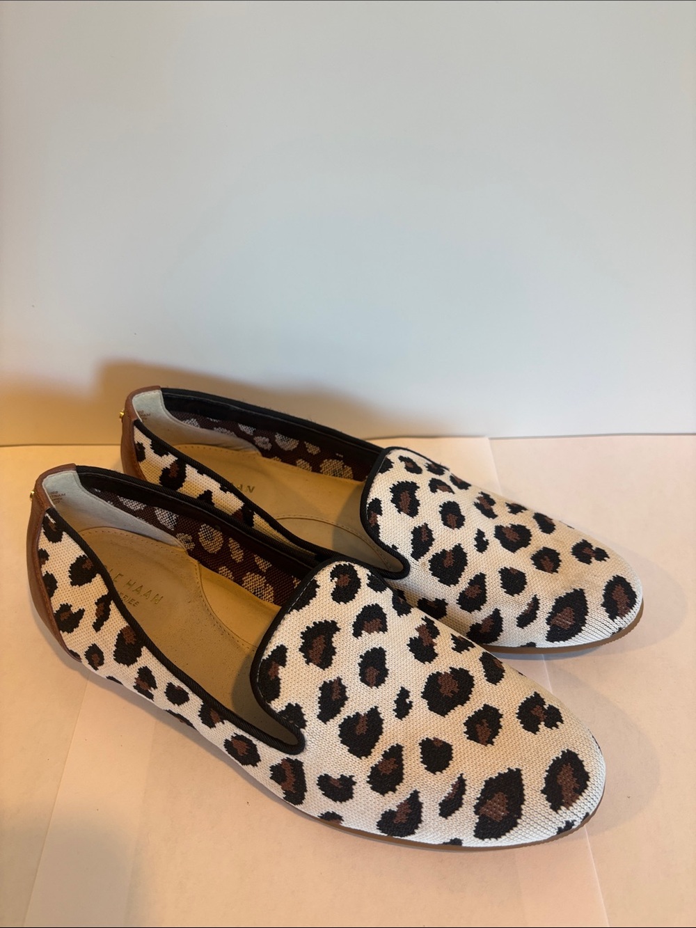 Cole Haan Leopard Print Slip-On Flats in White, Brown, Black